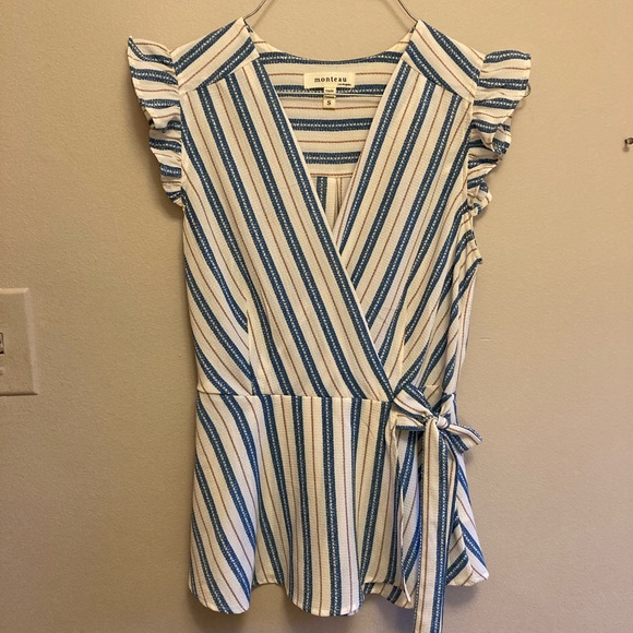 Striped tie-front blouse - Picture 1 of 4